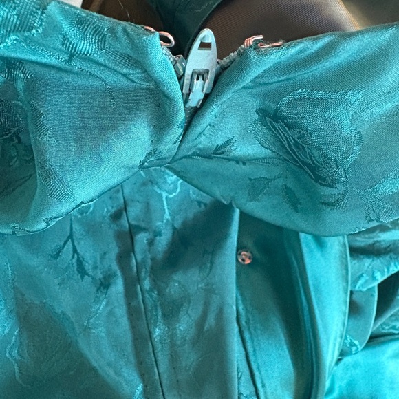 VINTAGE 80s Prom Dress Teal with Big Booty Bow - Medium OOAK HANDMADE - Picture 4 of 8